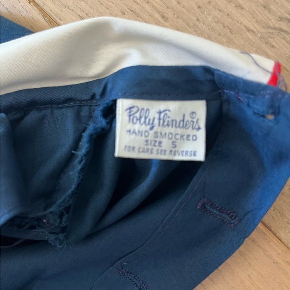 Vintage Navy Blue Smocked Dress with White Collar Size 5 - Picture 3 of 4